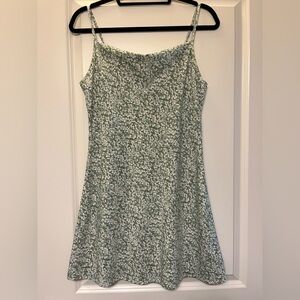 Green Floral Spaghetti Strap Dress